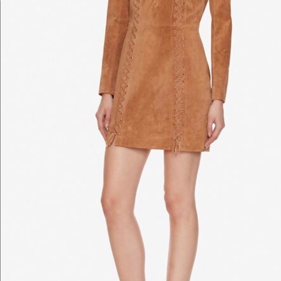 INTERMIX Brown Isaac Lace Up Suede Dress - Picture 4 of 11